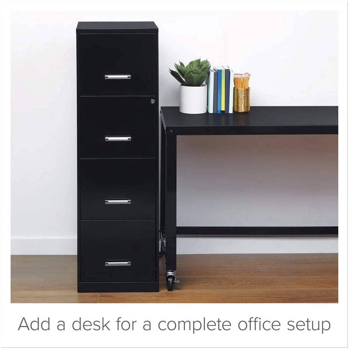 18" 4 Drawer Metal Letter File Cabinet in Black X1543