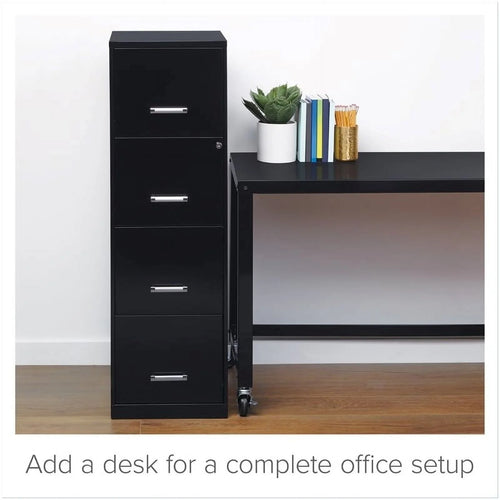 18" 4 Drawer Metal Letter File Cabinet in Black X1543