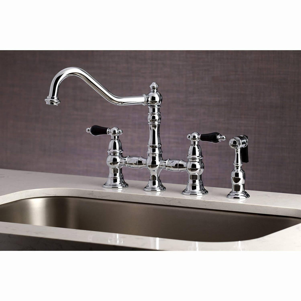 Polished Chrome Kitchen Faucet with Brass Sprayer F457761
