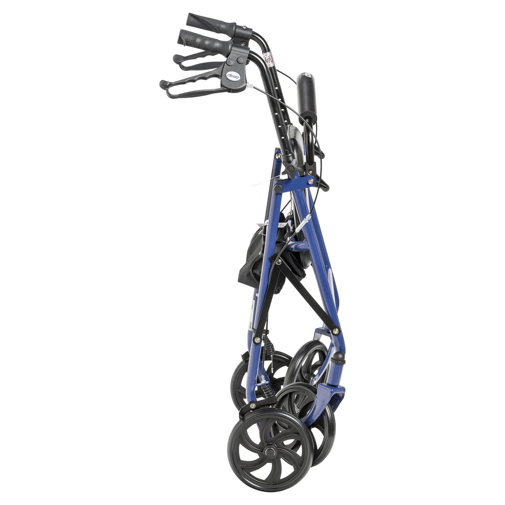 Blue Four Wheel Rollator Rolling Walker with Fold Up Removable Back Support N523