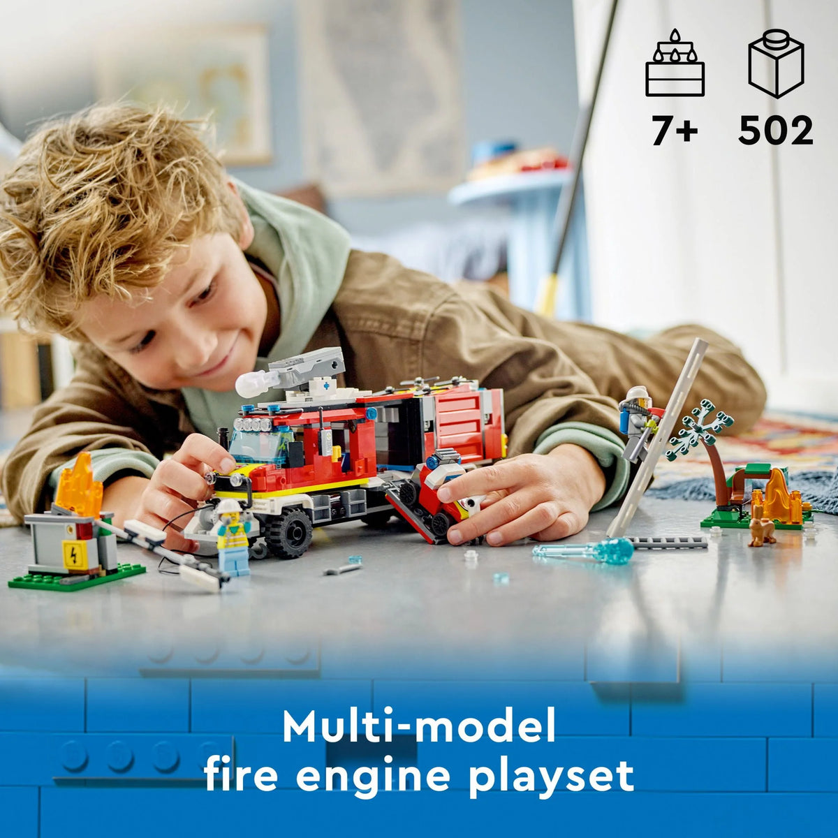 Fire Engine Toy Set with Land and Air Drones R7016