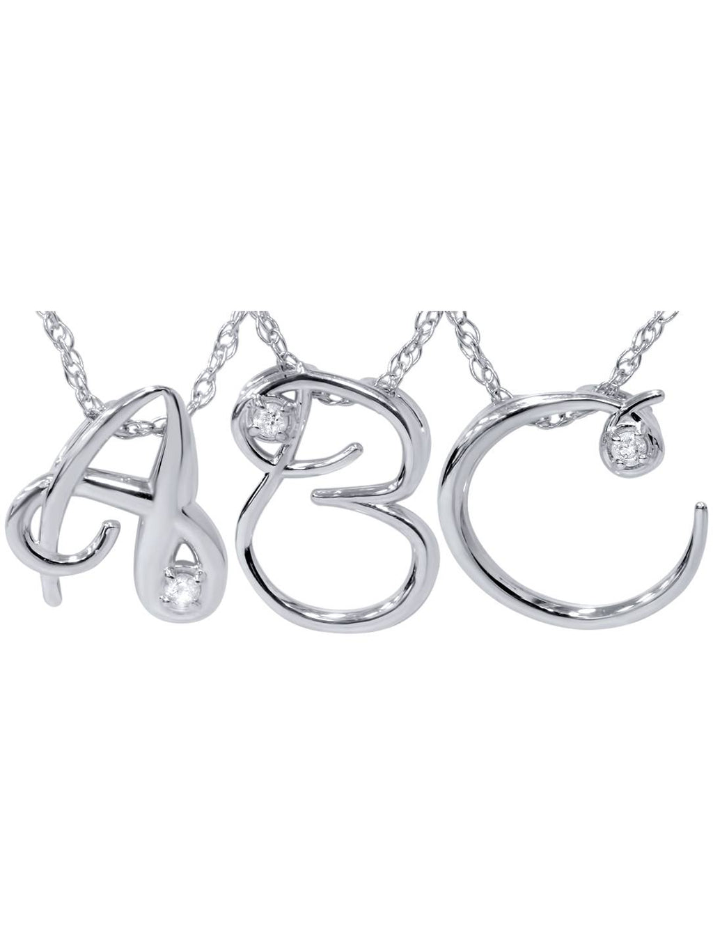 Natural Diamond Petite Initial Pendant 10K White Gold J714