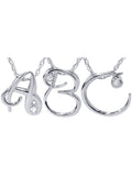 Natural Diamond Petite Initial Pendant 10K White Gold J714