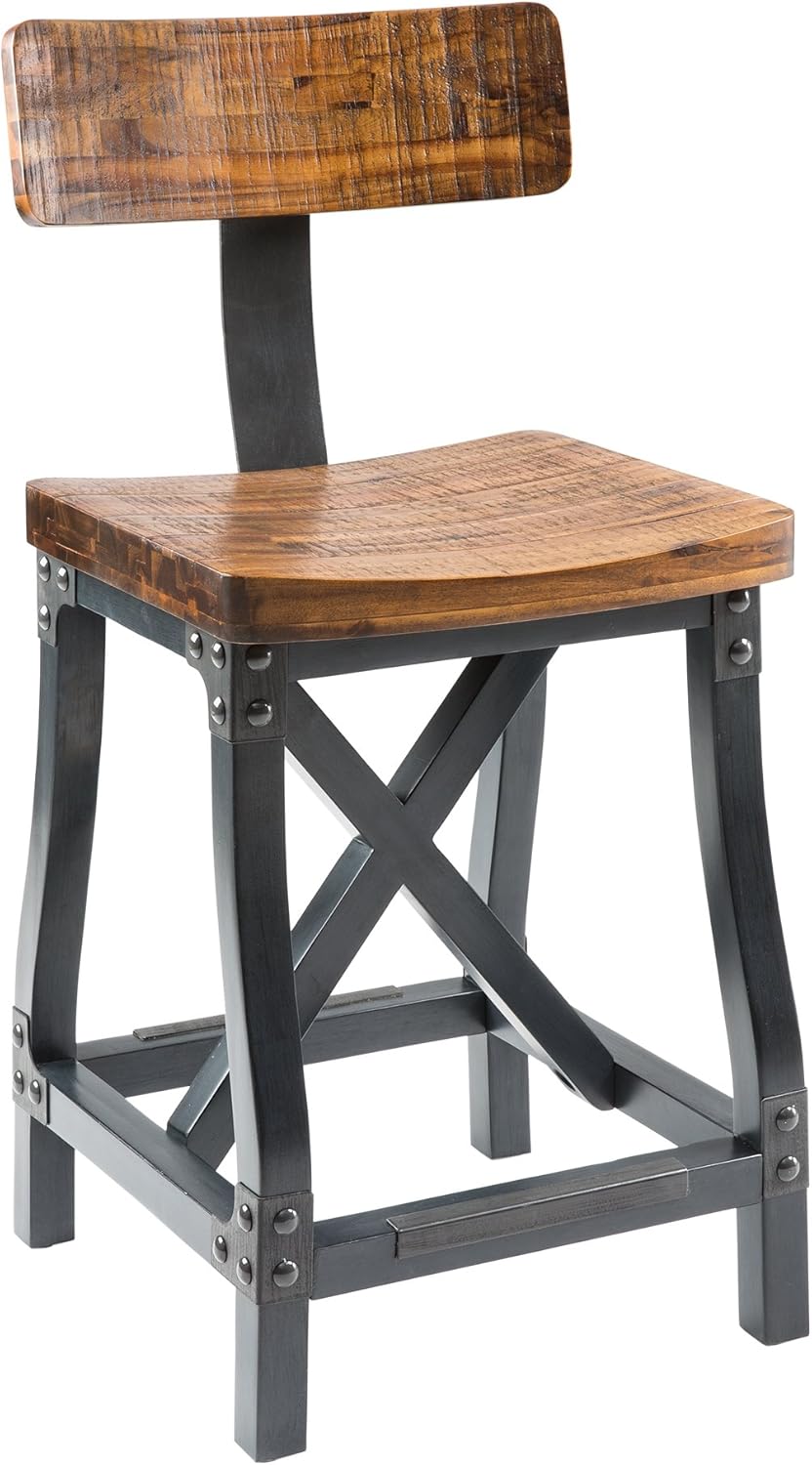 Amber Solid Wood Counter Stool with Removable Backrest G413