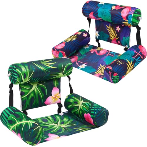 Inflatable Pool Chair Float 2 Pack Adjustable Floating Lounge Chairs O91546