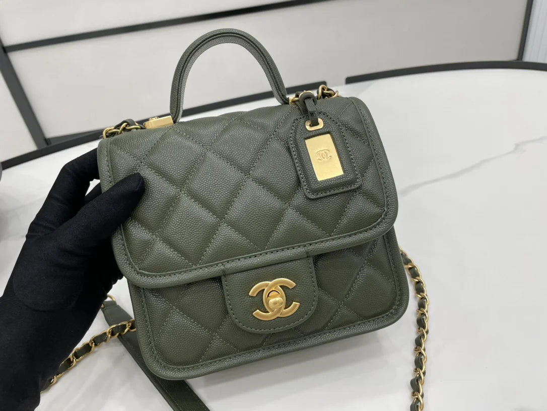 Dark Green Flap Bag Q903