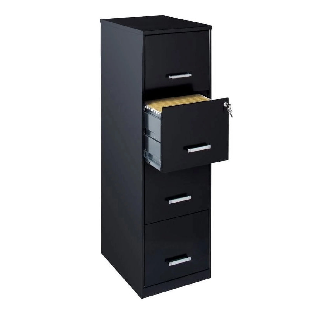 18" 4 Drawer Metal Letter File Cabinet in Black X1543