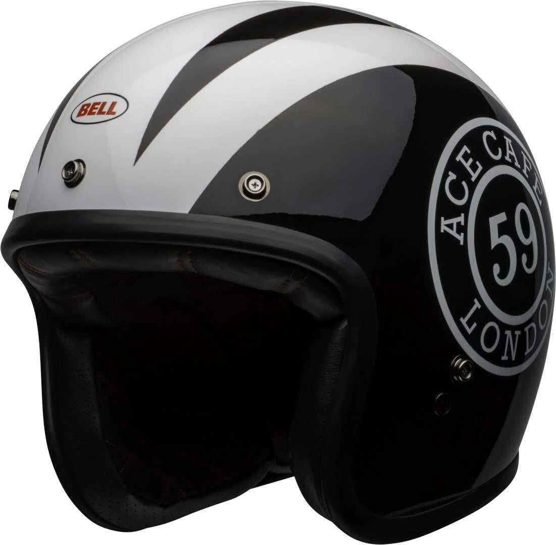 Gloss Black-White Motorcycle Helmet G13701
