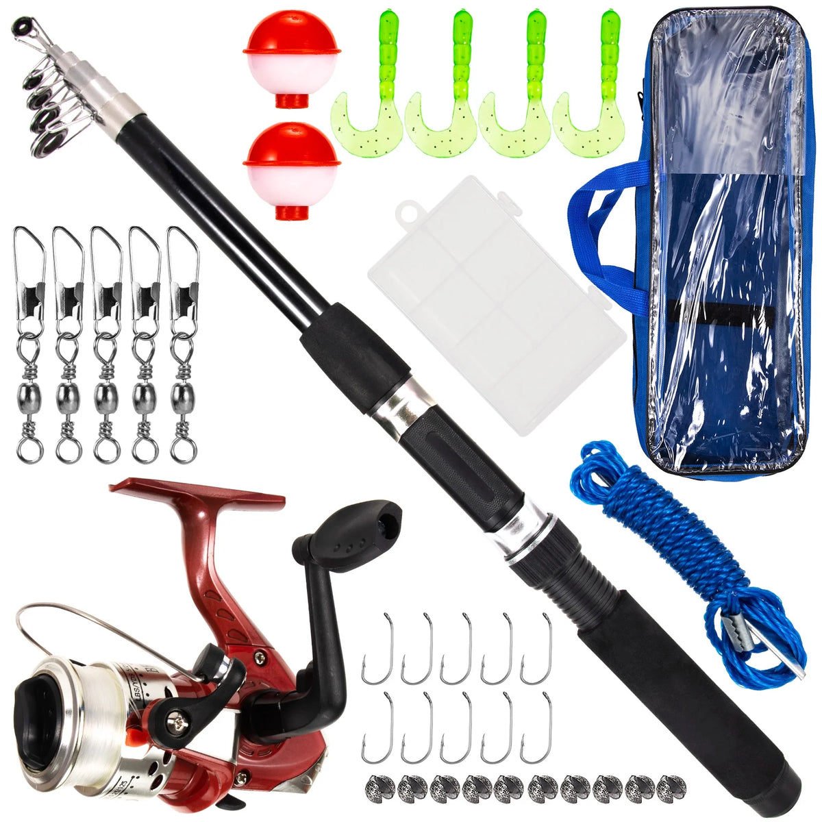 Telescopic Fishing Rod and Reel Combo with Carry Case 36pcs Fishing Tackle Set B6587