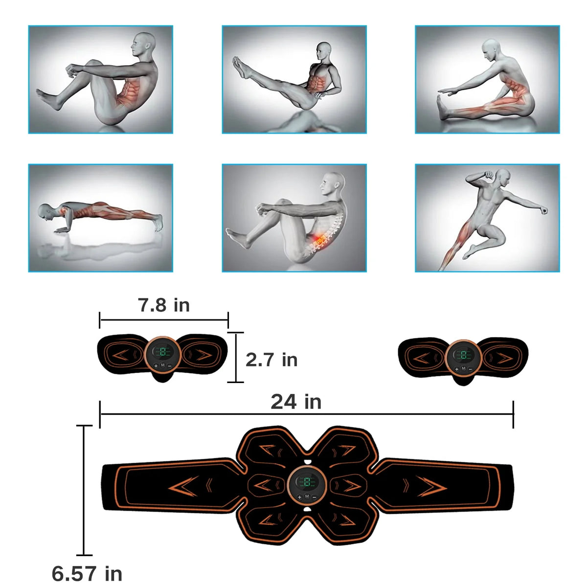 Rechargeable EMS Muscle Stimulator with 16 Gel Pads J55082