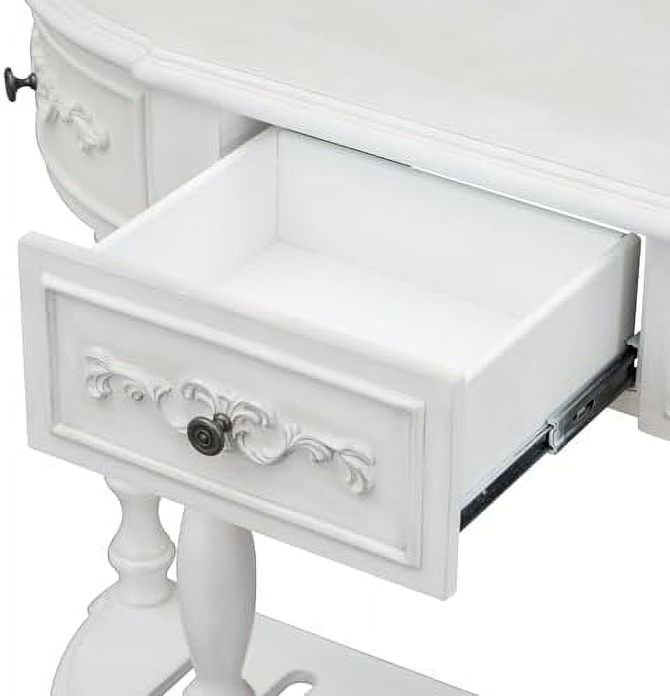 Espresso Solid Wood Half-Moon Console Table with 3 Drawers and Shelf E994