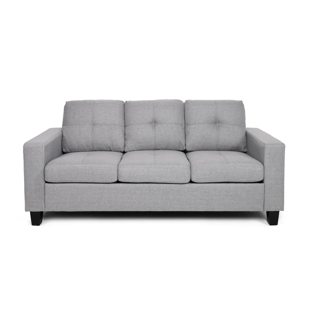 Gray and Dark Brown Fabric Tufted 3 Seater Sofa T7716