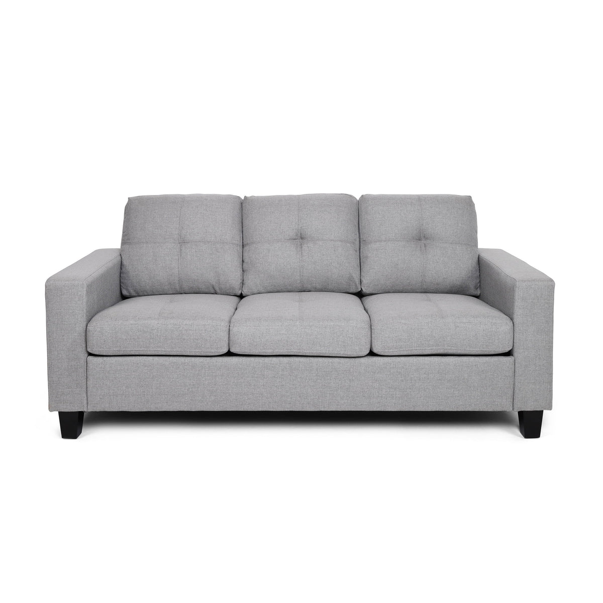 Gray and Dark Brown Fabric Tufted 3 Seater Sofa T7716