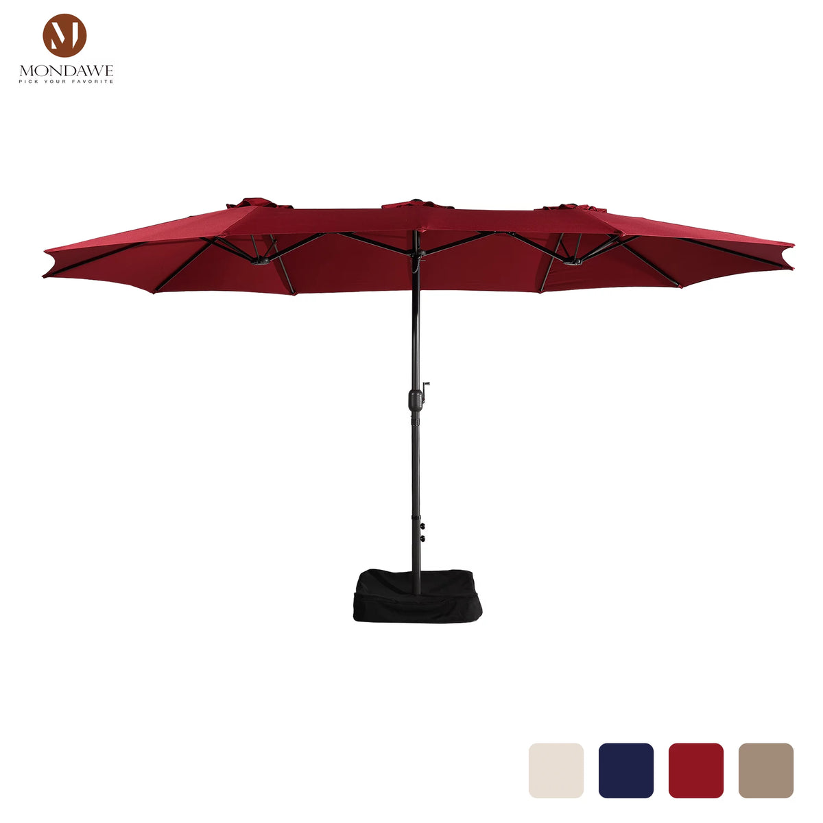 15ft Double-Sided Rectangle Patio Umbrella with Base F683