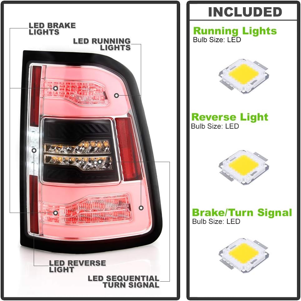 Chrome LED Tail Lights for 2019-2021 Ram 1500 R7295