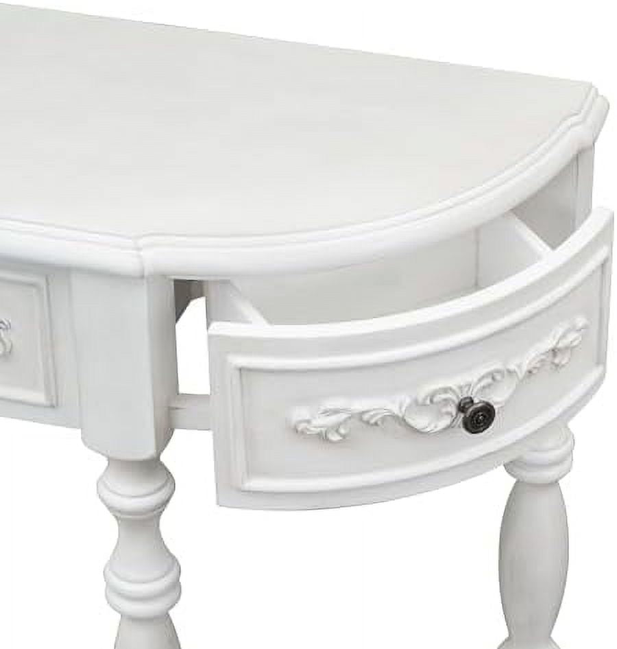 Espresso Solid Wood Half-Moon Console Table with 3 Drawers and Shelf E994
