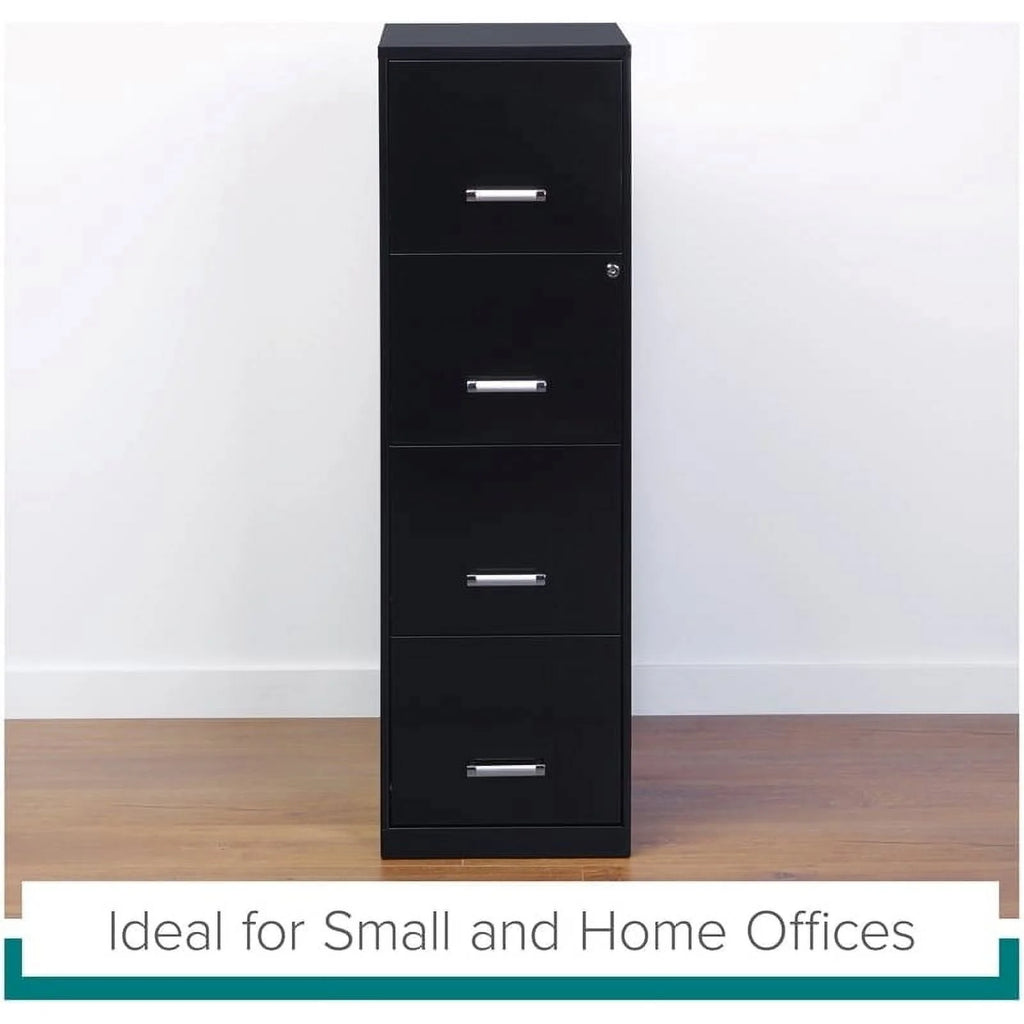 18" 4 Drawer Metal Letter File Cabinet in Black X1543