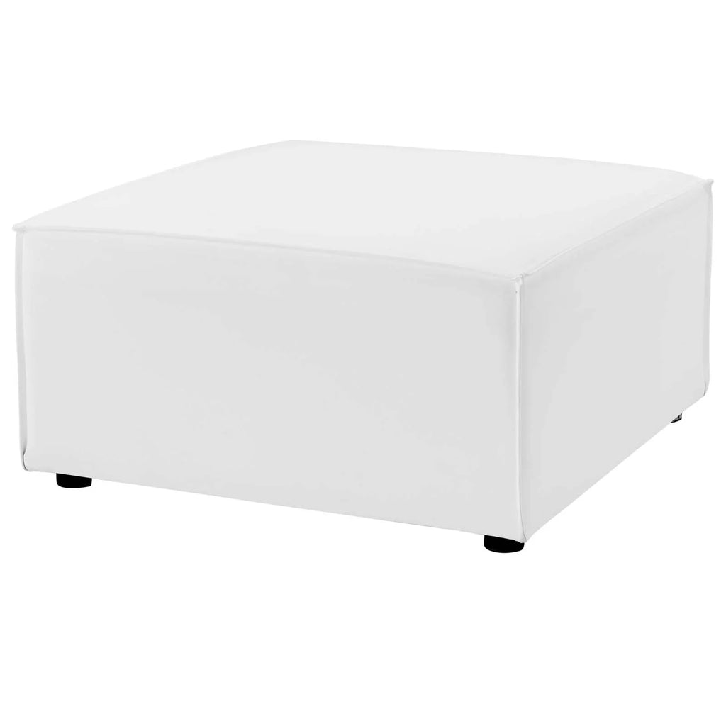 White Fabric Outdoor Loveseat Chaise Sofa I5592