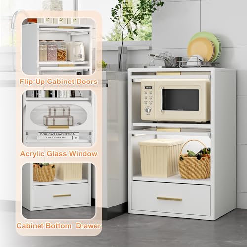 White Metal Kitchen Storage Cabinet with Clear Doors U452583