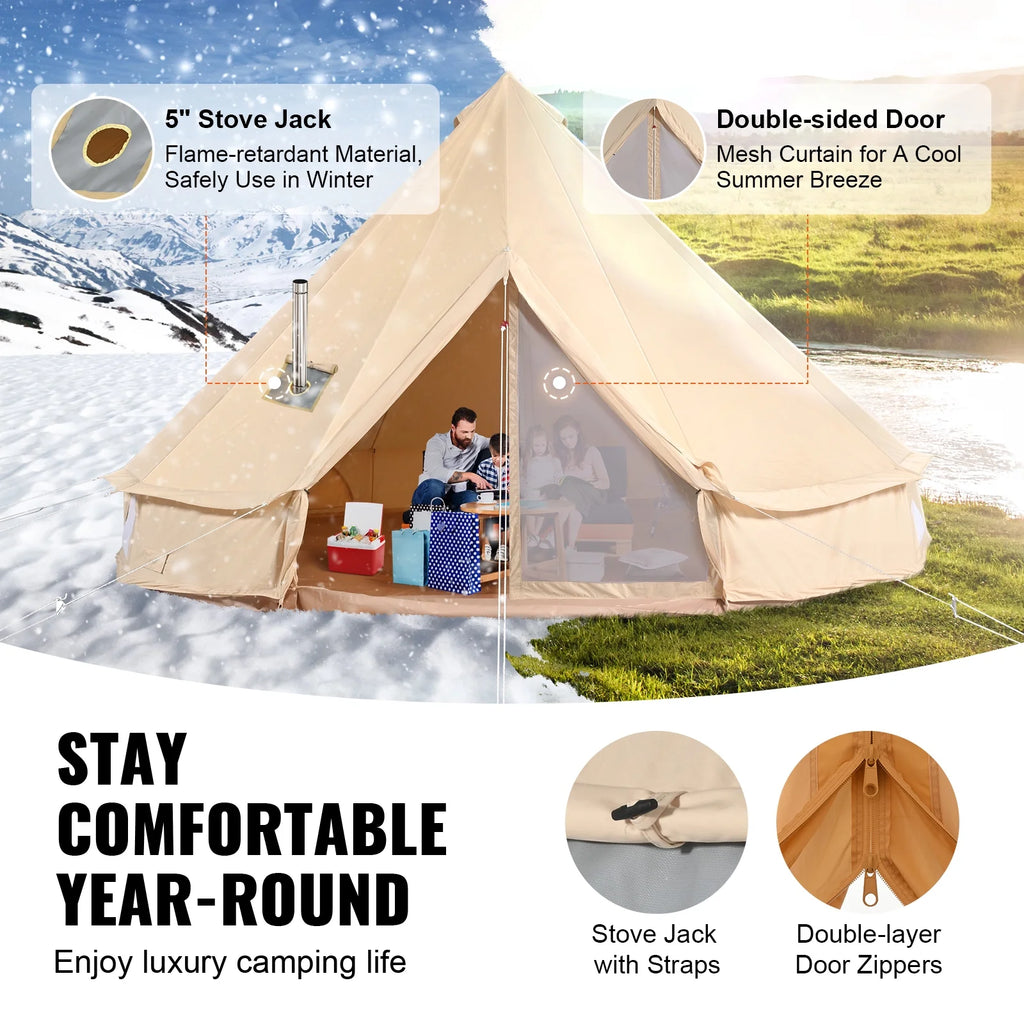 Canvas Bell Tent 4-Season with Stove Jack H179