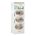 White Metal Kitchen Storage Cabinet with Clear Doors U452583