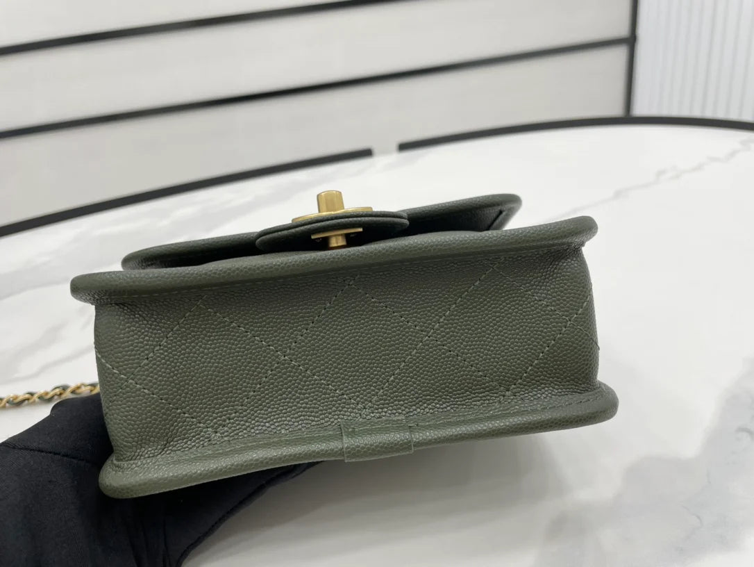 Dark Green Flap Bag Q903