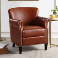 Caramel Faux Leather Wide Armchair V96941