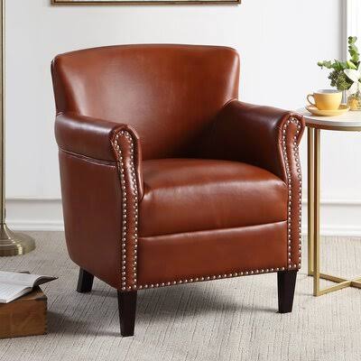 Caramel Faux Leather Wide Armchair V96941