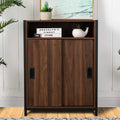 Brown Floor Storage Cabinet with Double Doors and Adjustable Shelf X758081