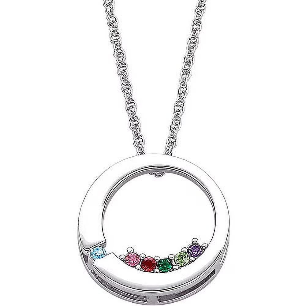 Sterling Silver Birthstone Circle Necklace L9044