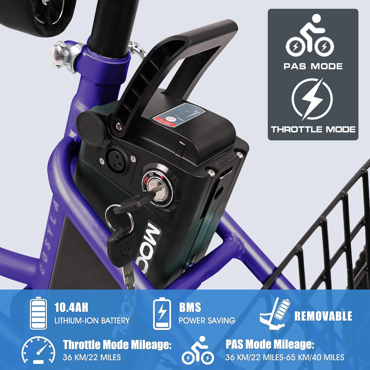 24'' 3 Wheel Electric Tricycle 500W 7-Speed K50324