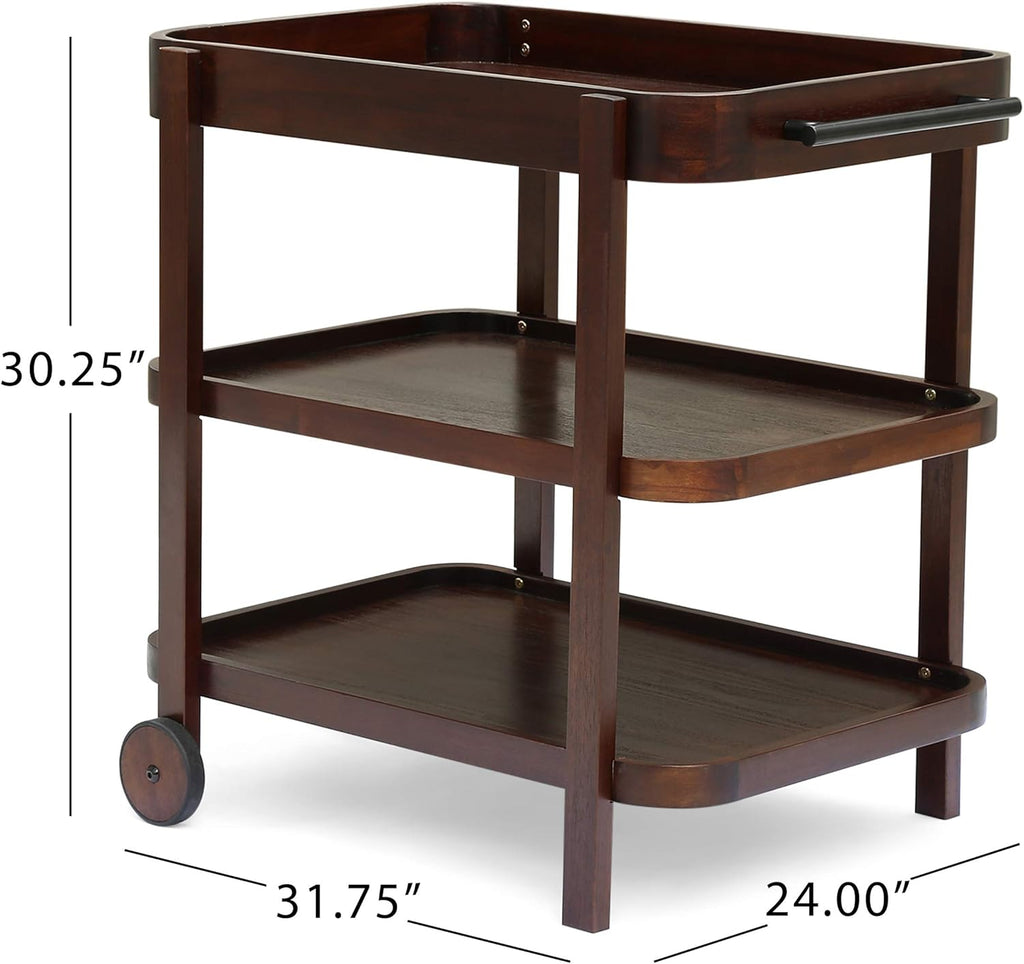 3-Tier Solid Acacia Wood Bar Cart B276