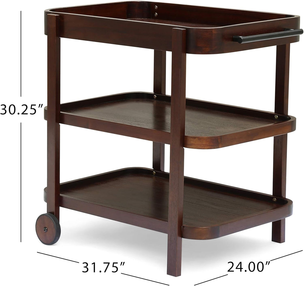 3-Tier Solid Acacia Wood Bar Cart B276