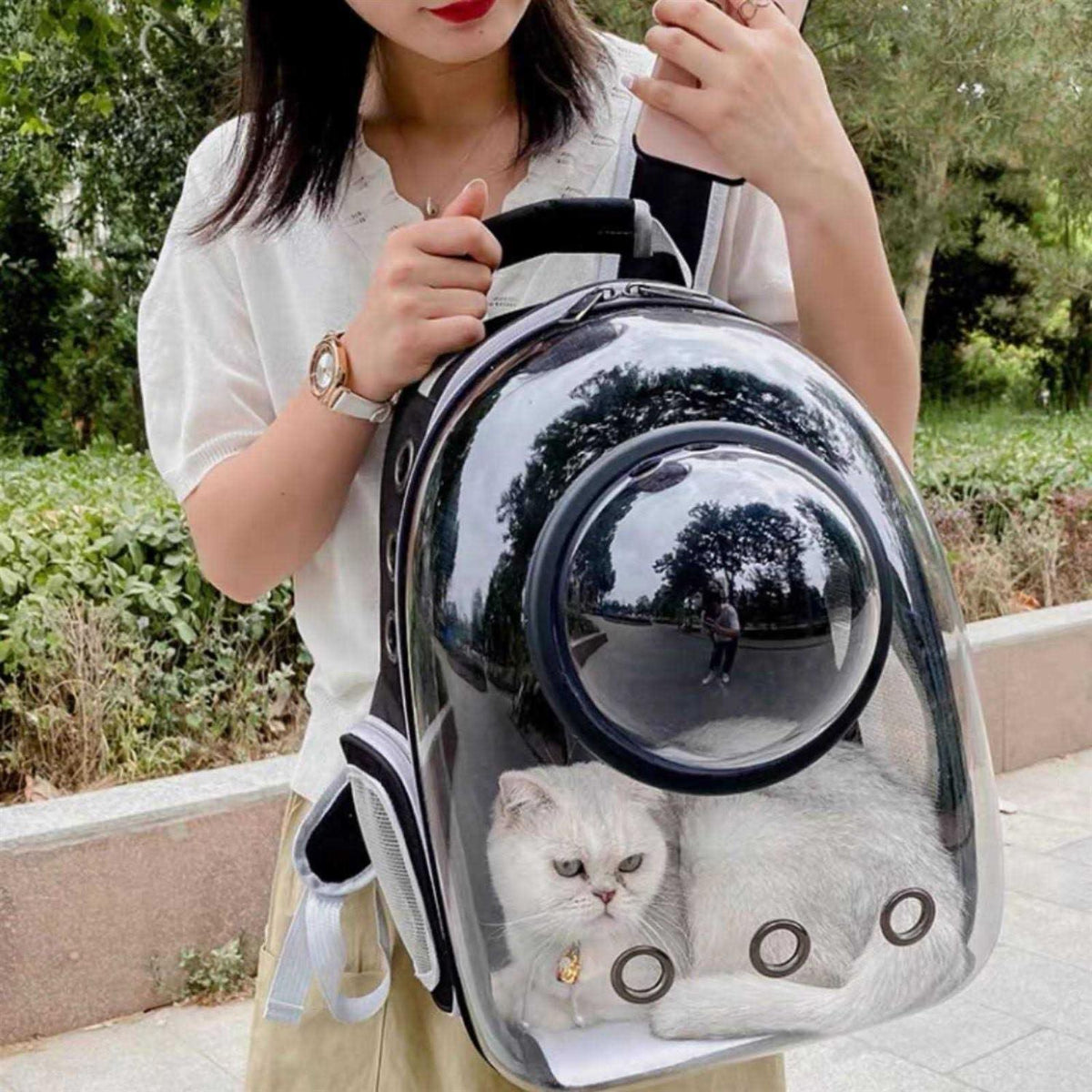 Grey Pet Travel Carrier Backpack W91107