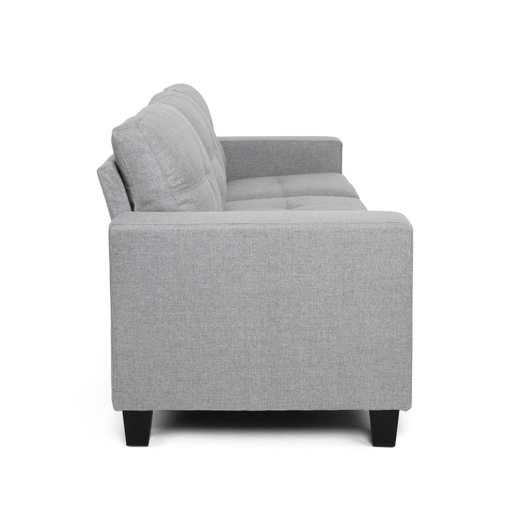Gray and Dark Brown Fabric Tufted 3 Seater Sofa T7716