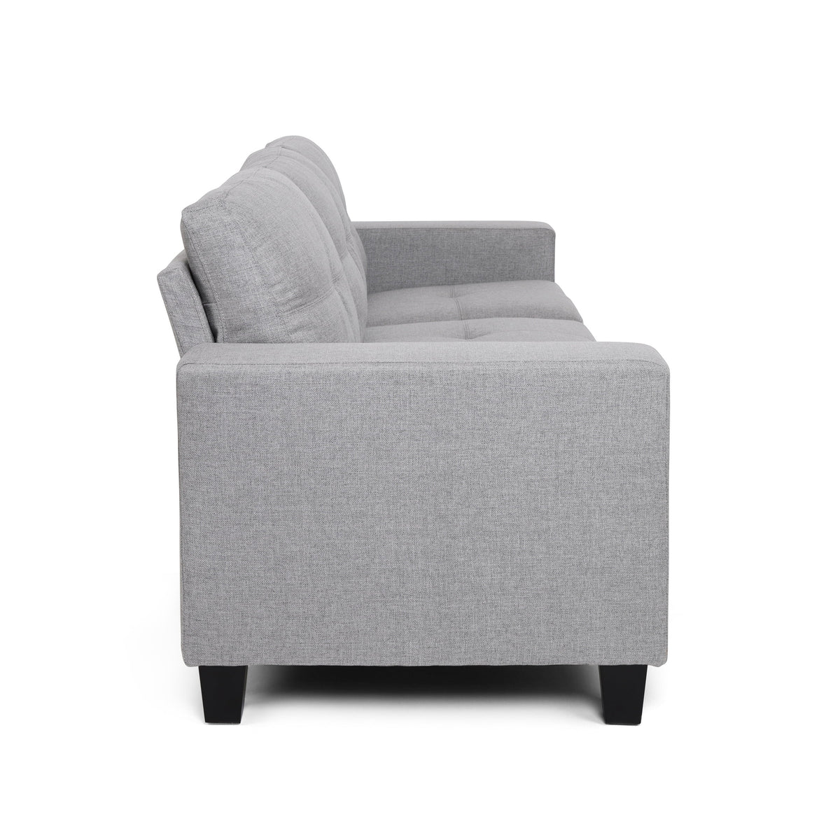 Gray and Dark Brown Fabric Tufted 3 Seater Sofa T7716
