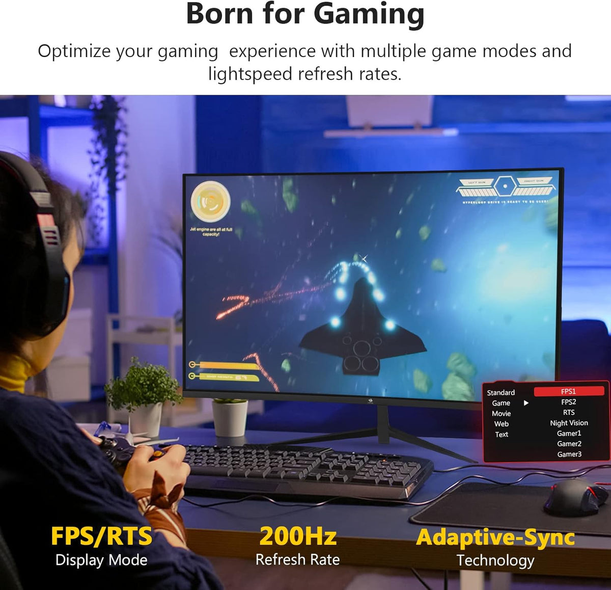27-inch Curved Gaming Monitor 16:9 1920x1080 200/144Hz 1ms Frameless LED Monitor M333