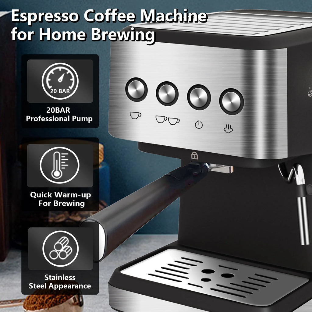 20 Bar Stainless Steel Espresso Machine with Milk Frother E68799