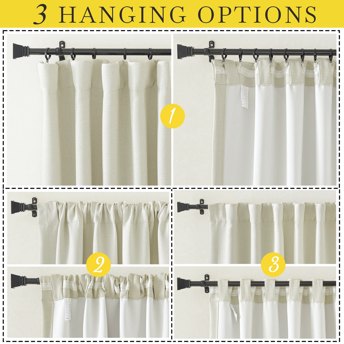 Faux Linen Blackout Curtains 102 inches Long 50" Wide 2 Panels Pinch Pleated Thermal Insulated O3196