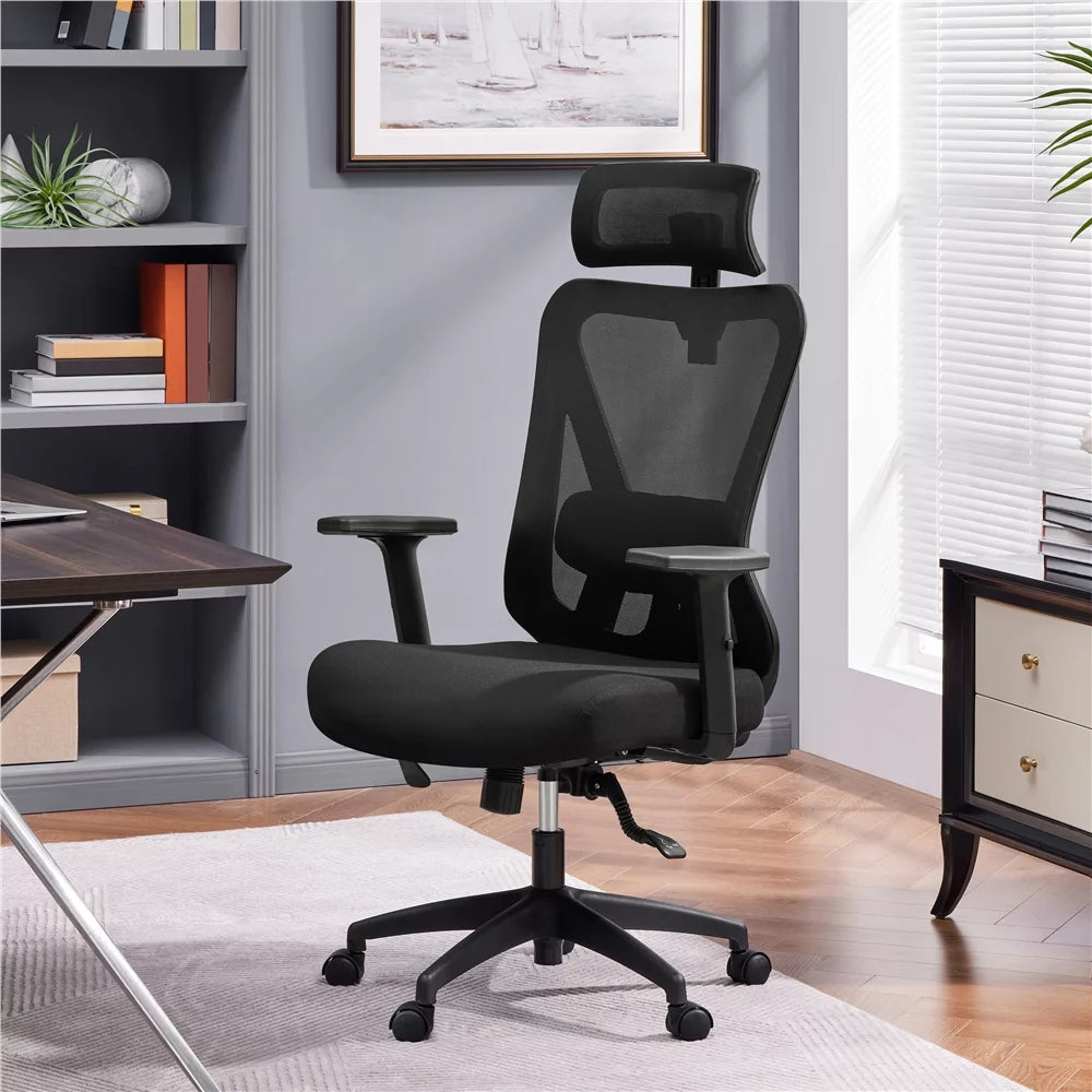 Black Ergonomic Mesh Office Chair with Headrest J80738