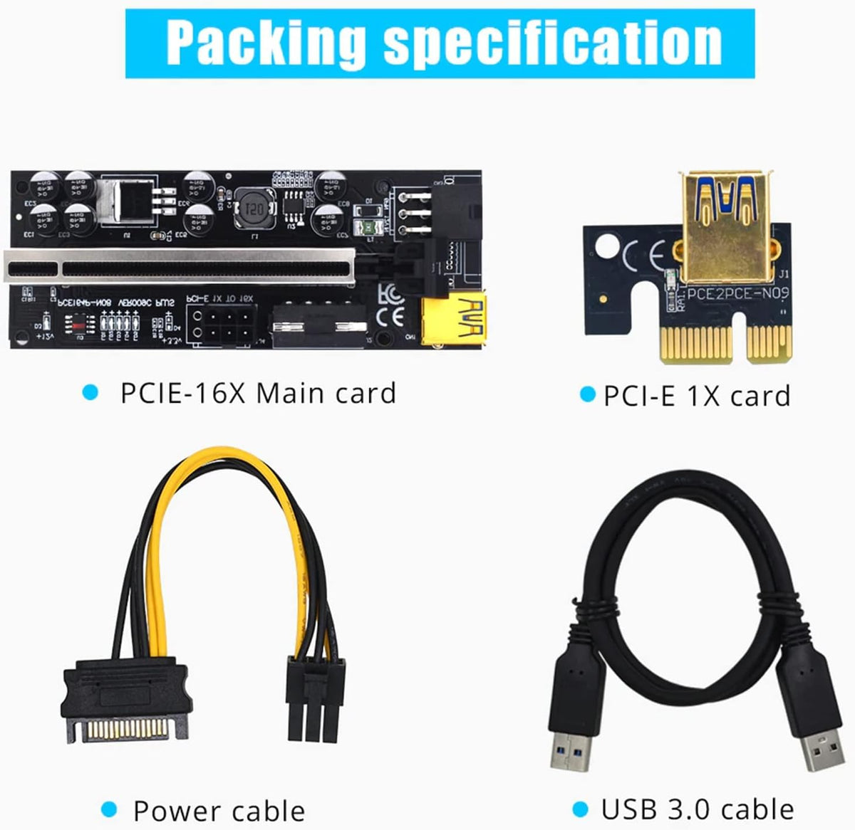 6PCS PCI-E Riser Card X16 Extender Cable R291290