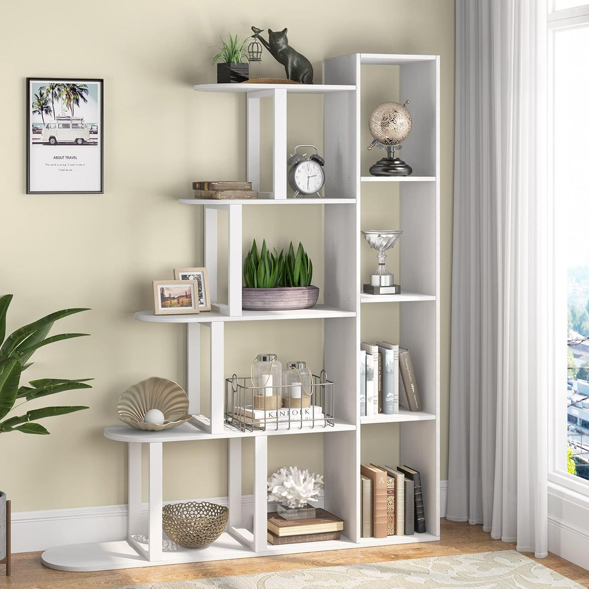 5-Tier Rustic Brown Corner Ladder Shelf C9159