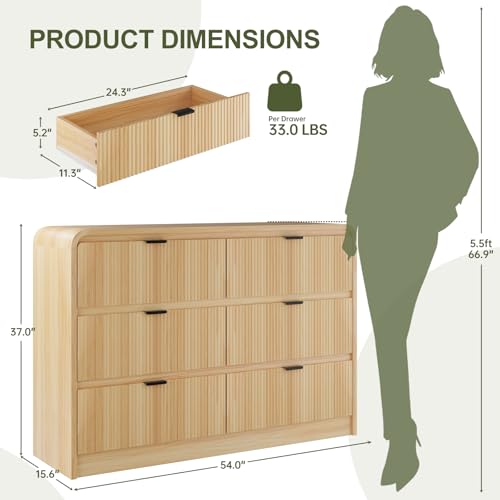 Natural Oak 5 Drawer Wood Dresser Z61746