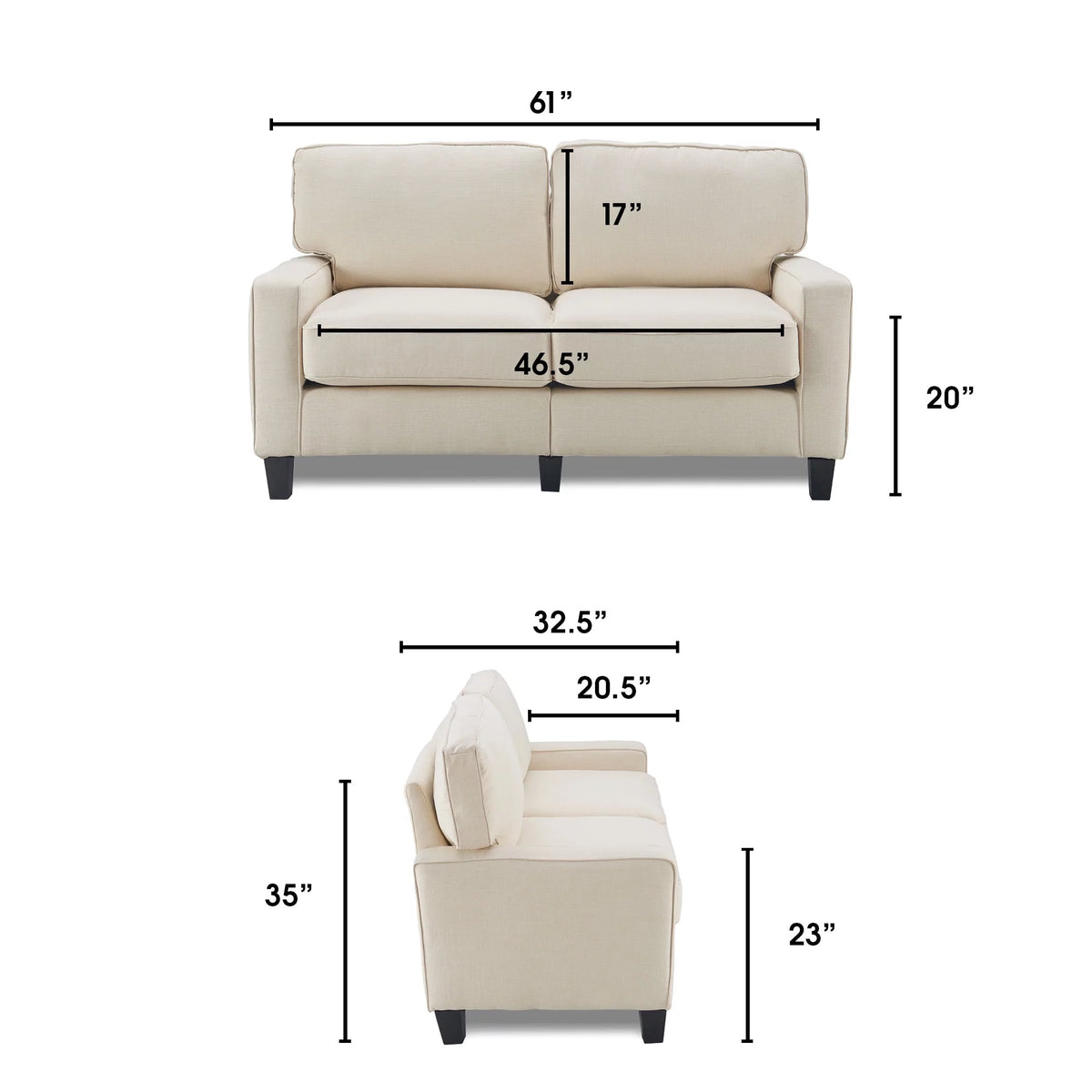 Buttercream Fabric Loveseat W3441