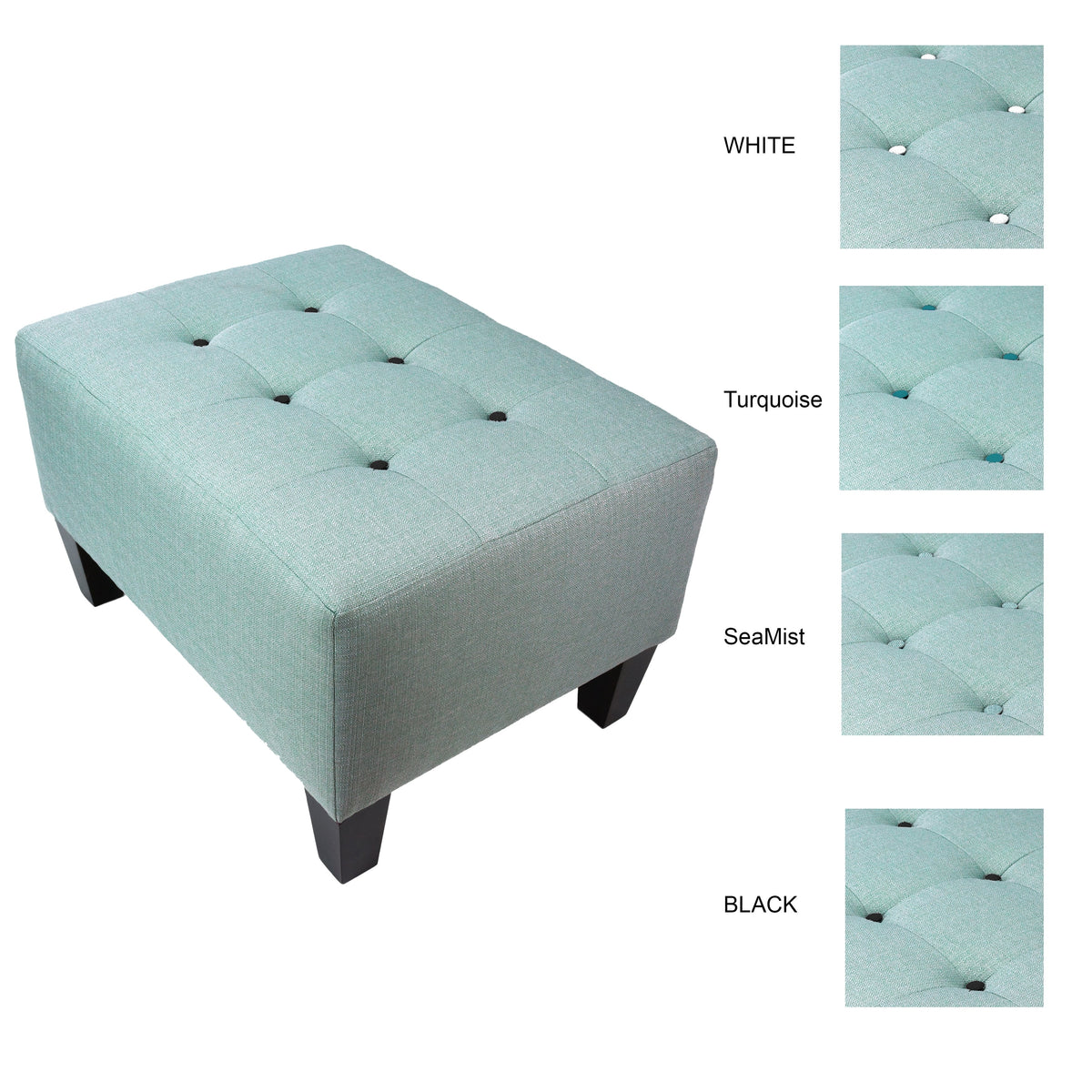 Sea Mist Button Tufted Upholstered Ottoman M502