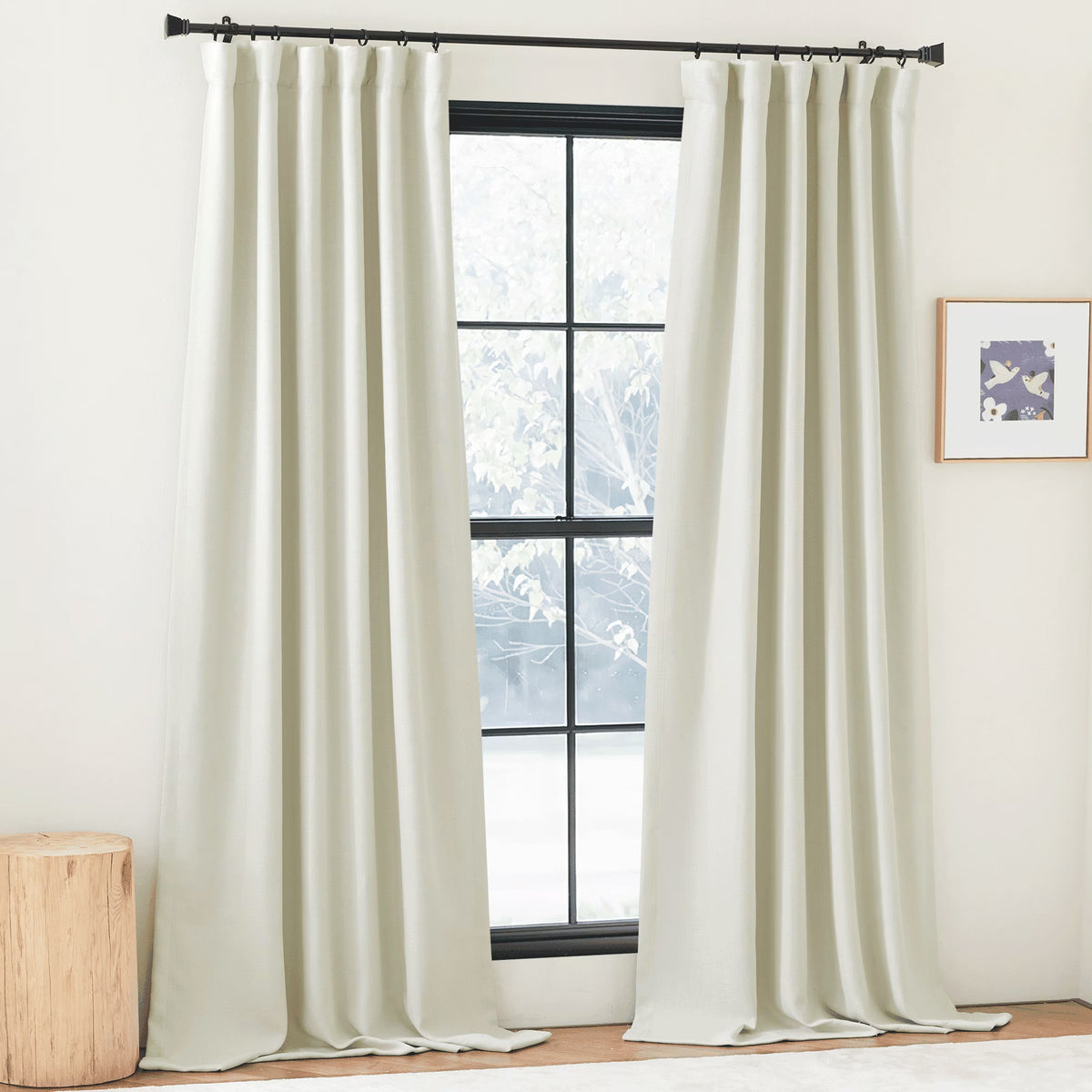Faux Linen Blackout Curtains 102 inches Long 50" Wide 2 Panels Pinch Pleated Thermal Insulated O3196