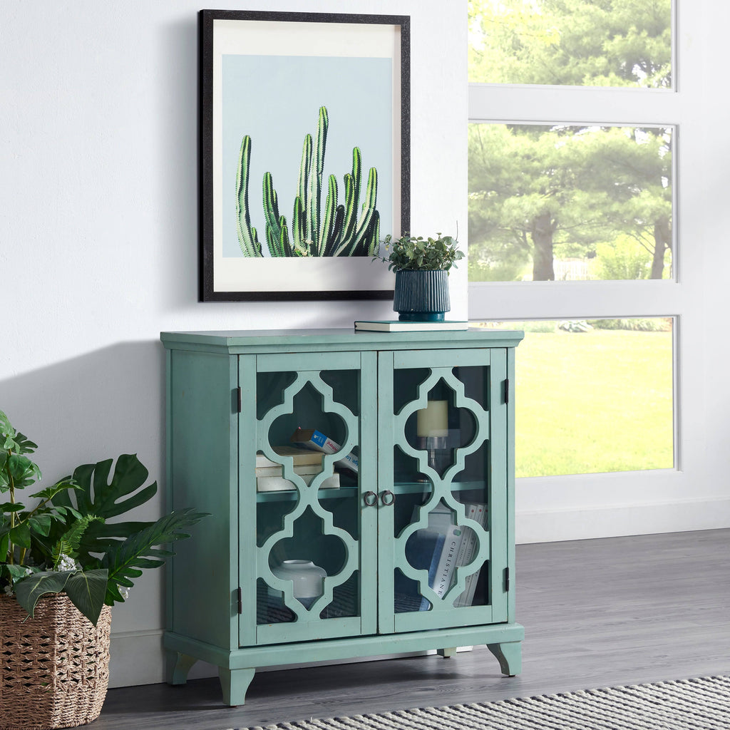 Blue Two Door Wood Chest O985