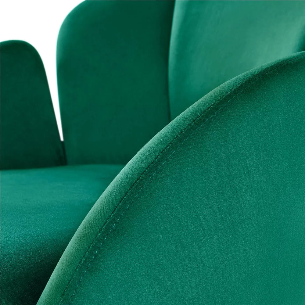 Green Velvet Armchair with Golden Metal Legs W533