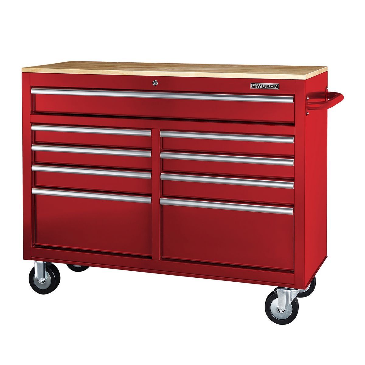 Black 9-Drawer Mobile Storage Cabinet with Solid Wood Top N5716