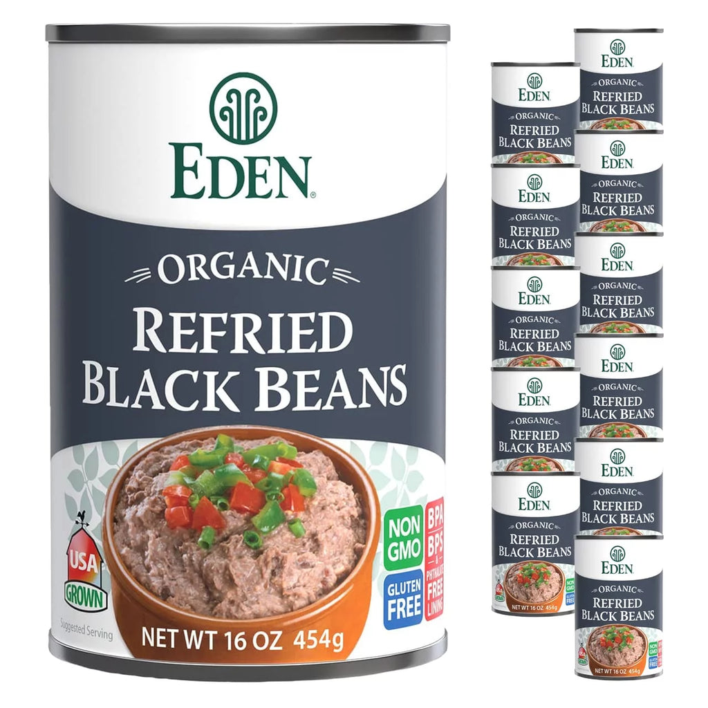 Organic Refried Black Beans 16 oz Cans Pack of 12 W3220